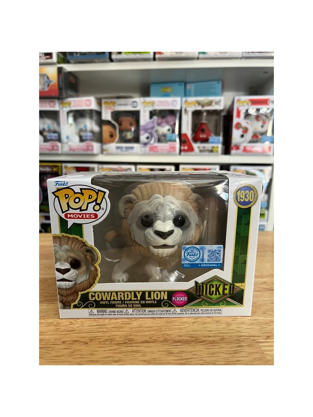 EXC Flocked (Fuzzy) Cowardly Lion Wicked For Good Funko Pop #1930 Wizard Oz Film
